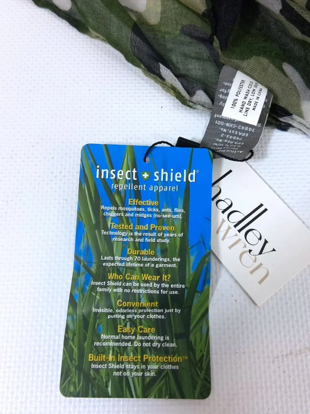 Tick and Insect Repellant Scarf with Permethrin, Camo Summer Hiking Scarf